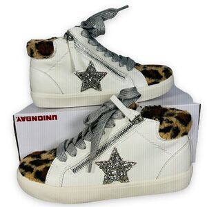 Unionbay Emma High-Top Sneaker White / Leopard Sherpa Women's 7